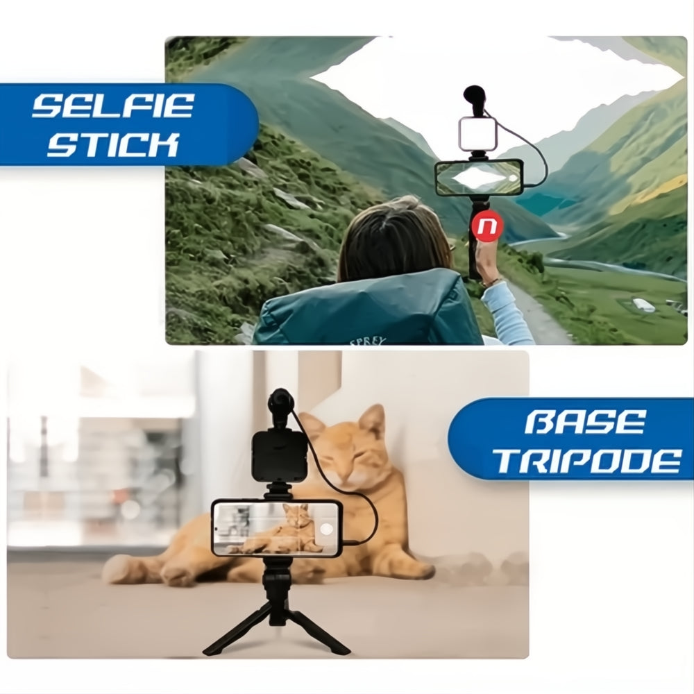 Estabilizador Soporte Celular Luz Led Micrófono + Control