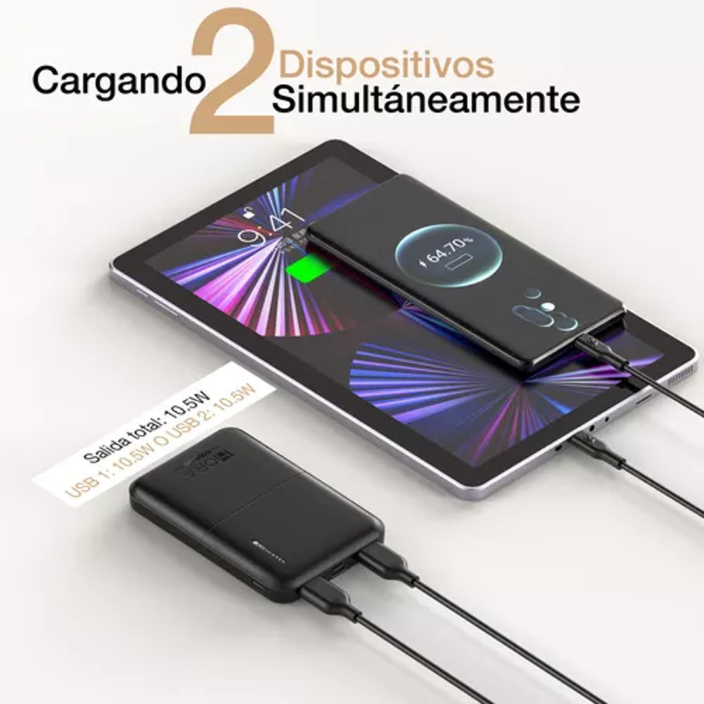 Power Bank Batería Portátil 5000mah 2.1a Universal Color Negro