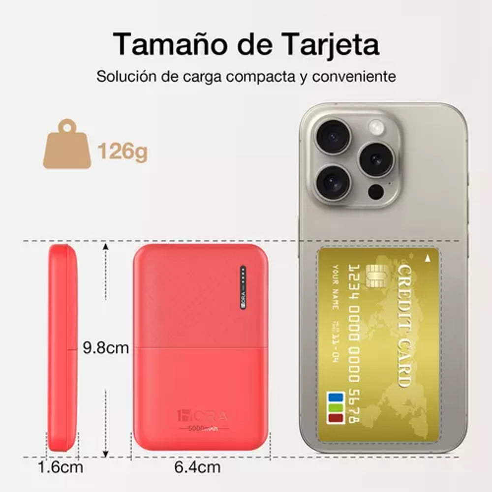 Power Bank Batería Portátil 5000mah 2.1a Universal Color Rojo