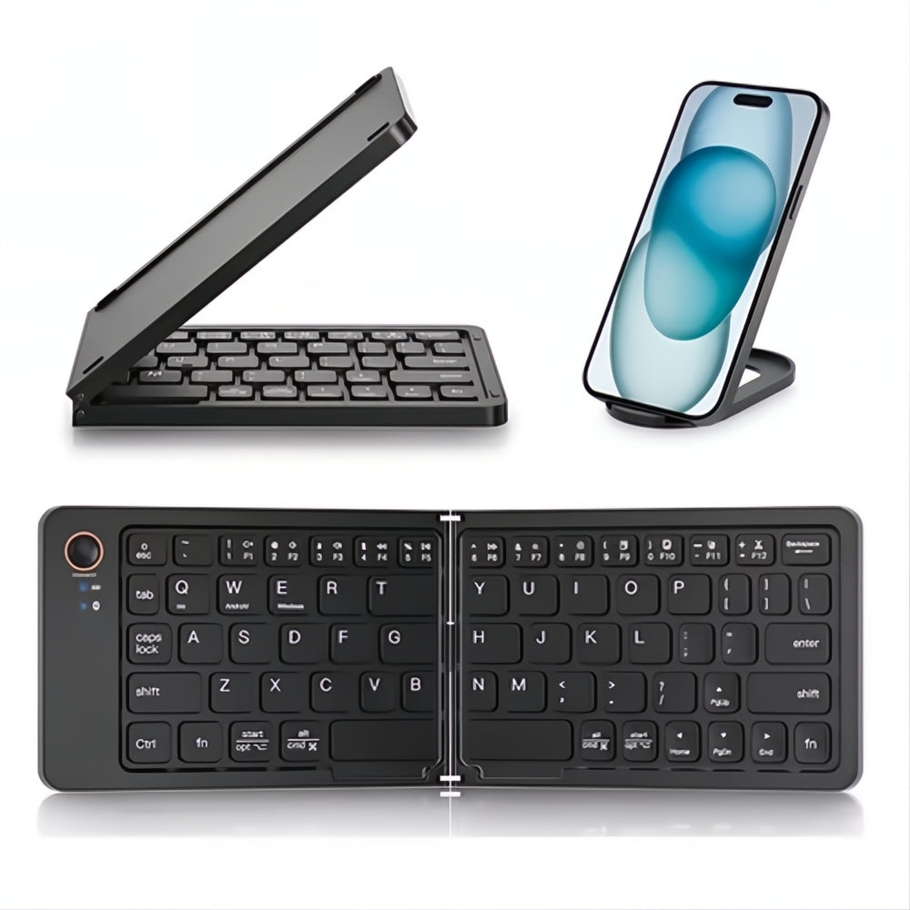 Teclado Inalámbrico Plegable Bluetooth Recargable + Soporte