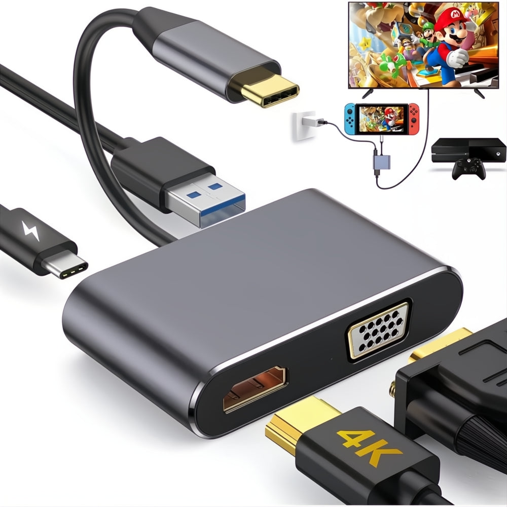 Adaptador Usb C A Hdmi Vga 4 En 1 Para Macbook/air Pro/iPad