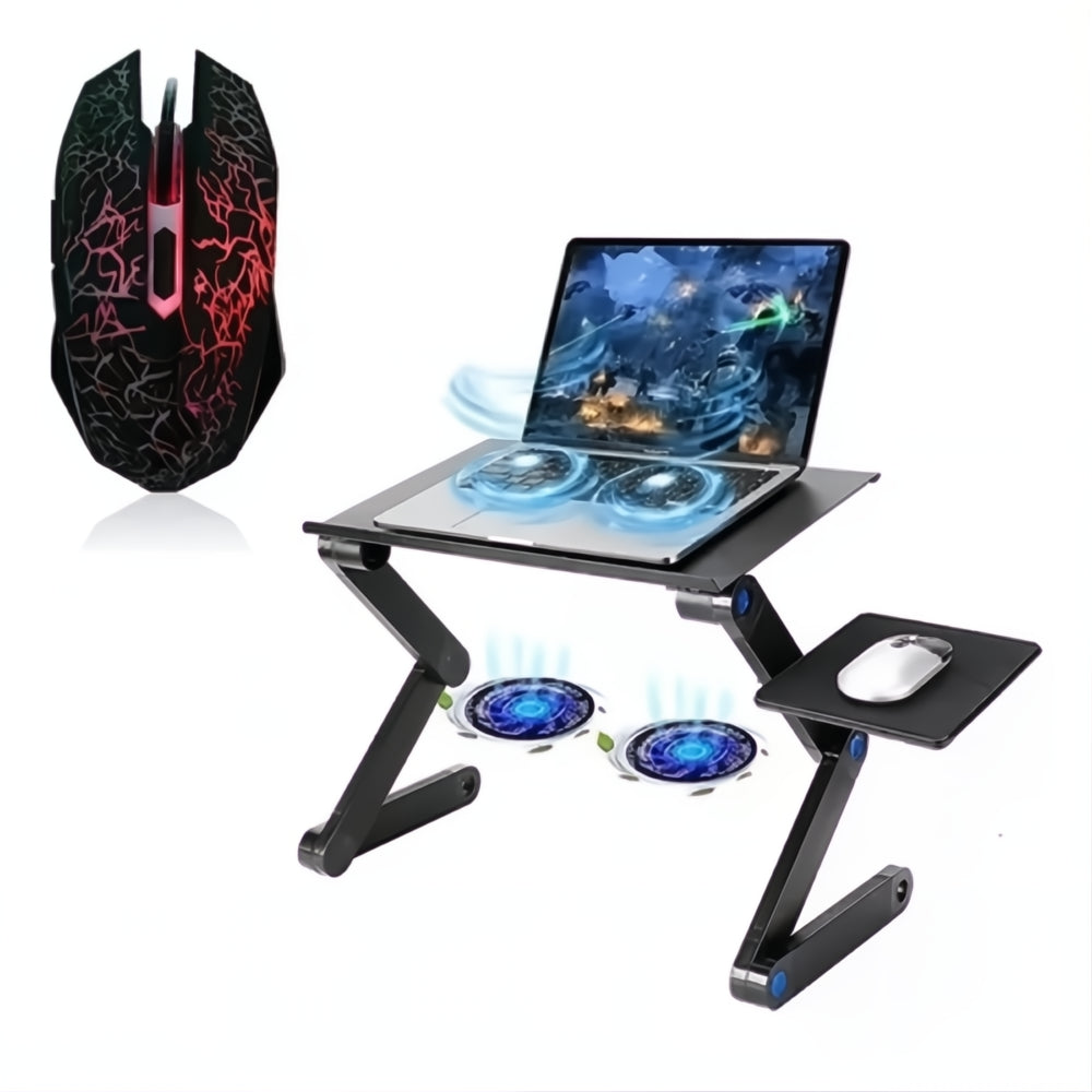 Mesa Portátil Ajustable Laptop 2 Ventiladores + Mouse Gamer