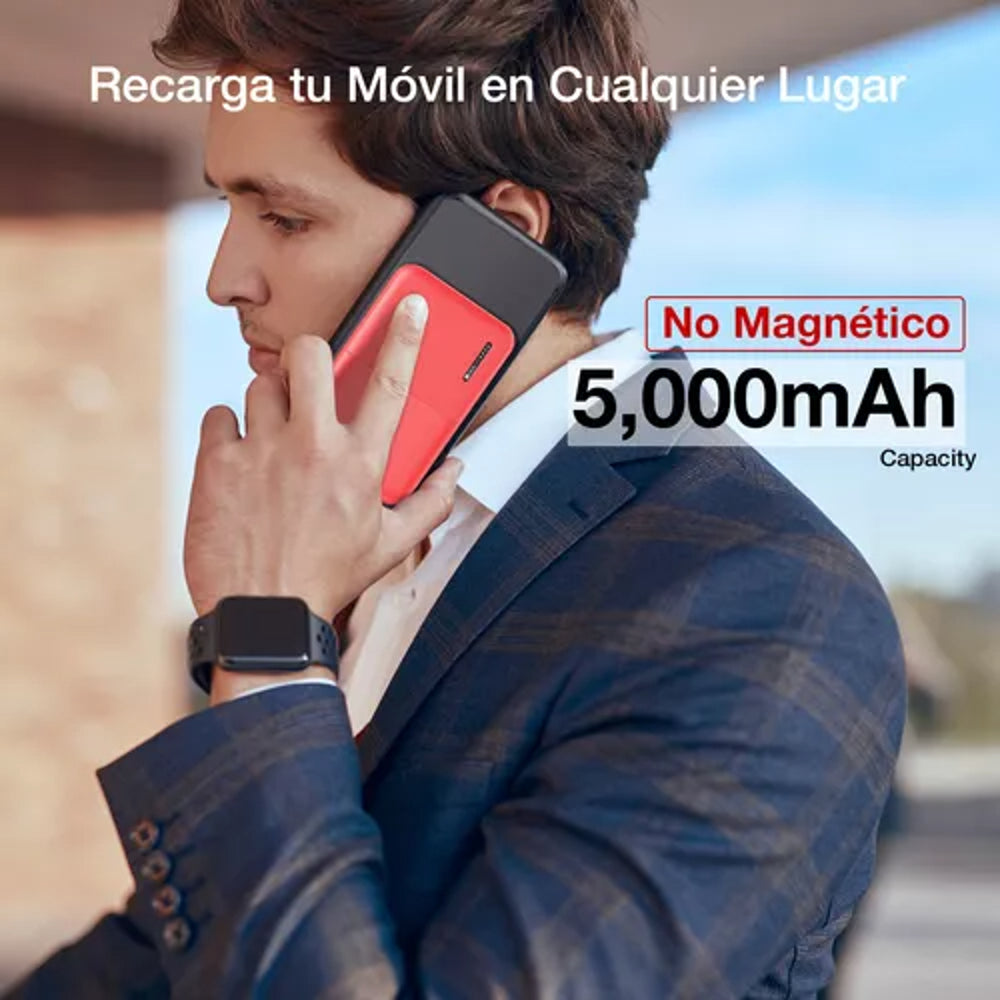 Power Bank Batería Portátil 5000mah 2.1a Universal Color Rojo