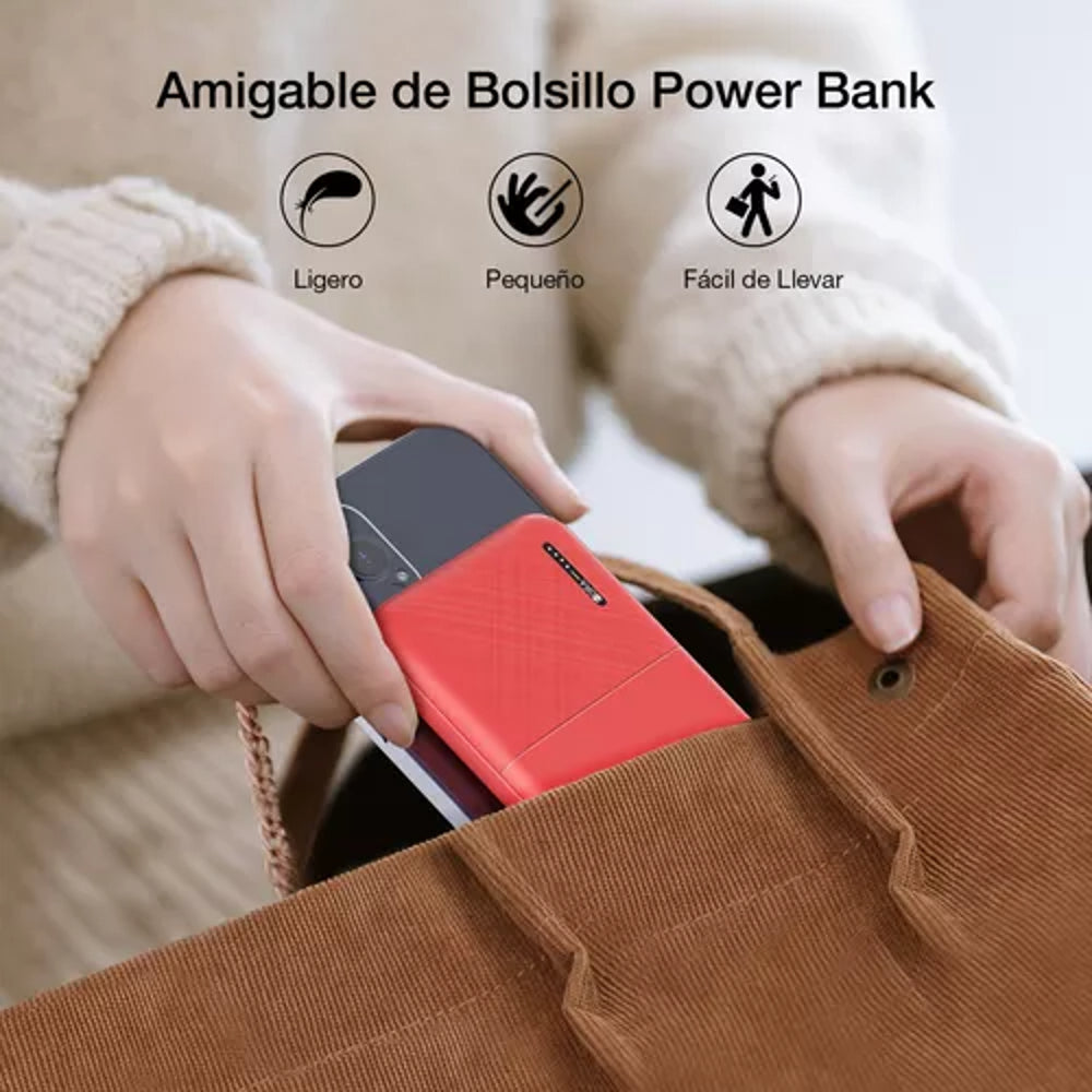 Power Bank Batería Portátil 5000mah 2.1a Universal Color Rojo