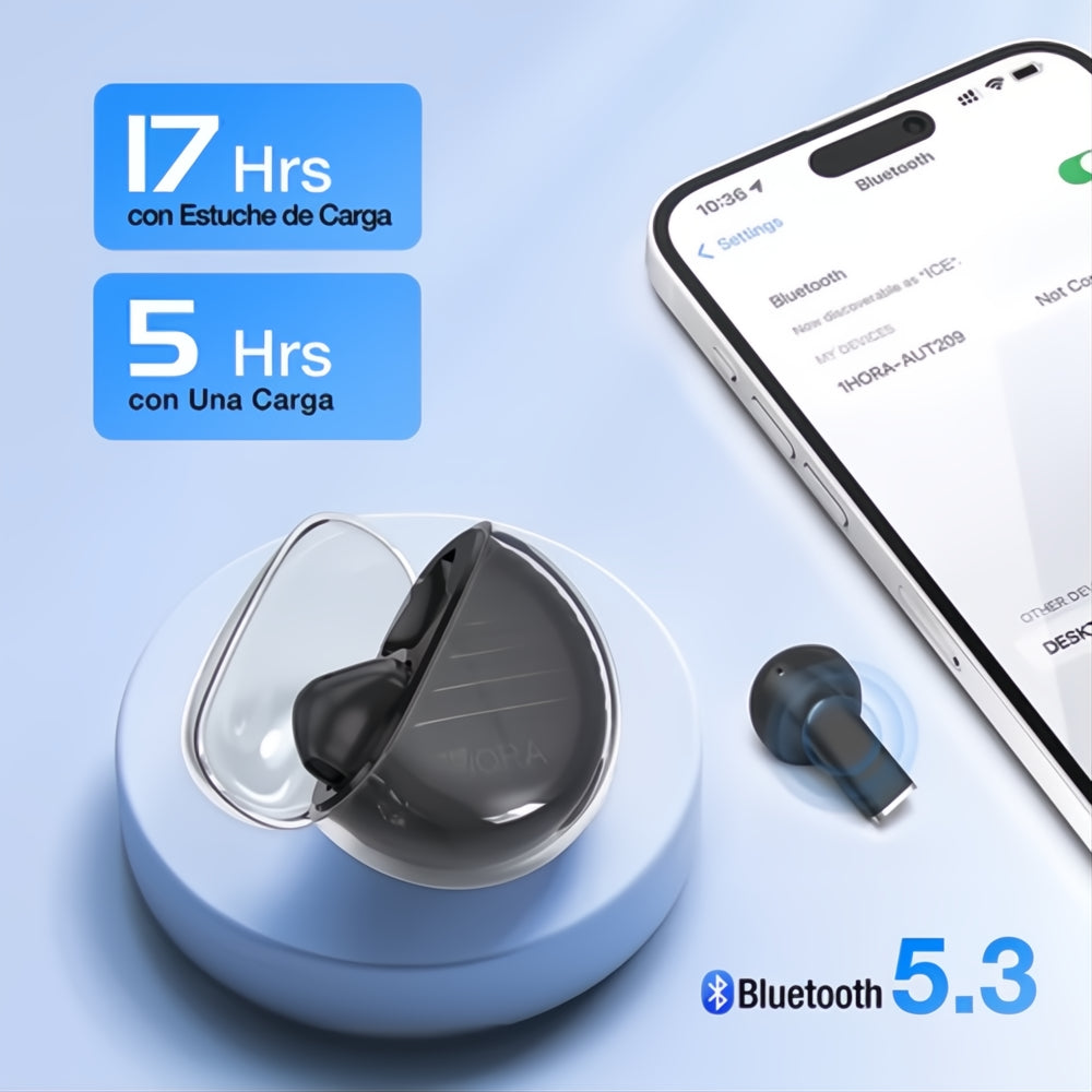 Audífonos Inalámbricos Bluetooth 5.3 Manos Libres Con Micrófono Alta Duración