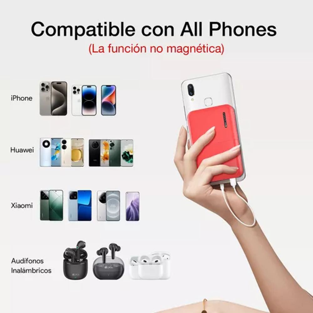 Power Bank Batería Portátil 5000mah 2.1a Universal Color Rojo