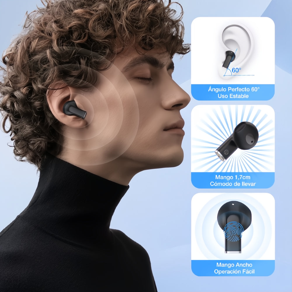 Audífonos Inalámbricos Bluetooth 5.3 Manos Libres Con Micrófono Alta Duración