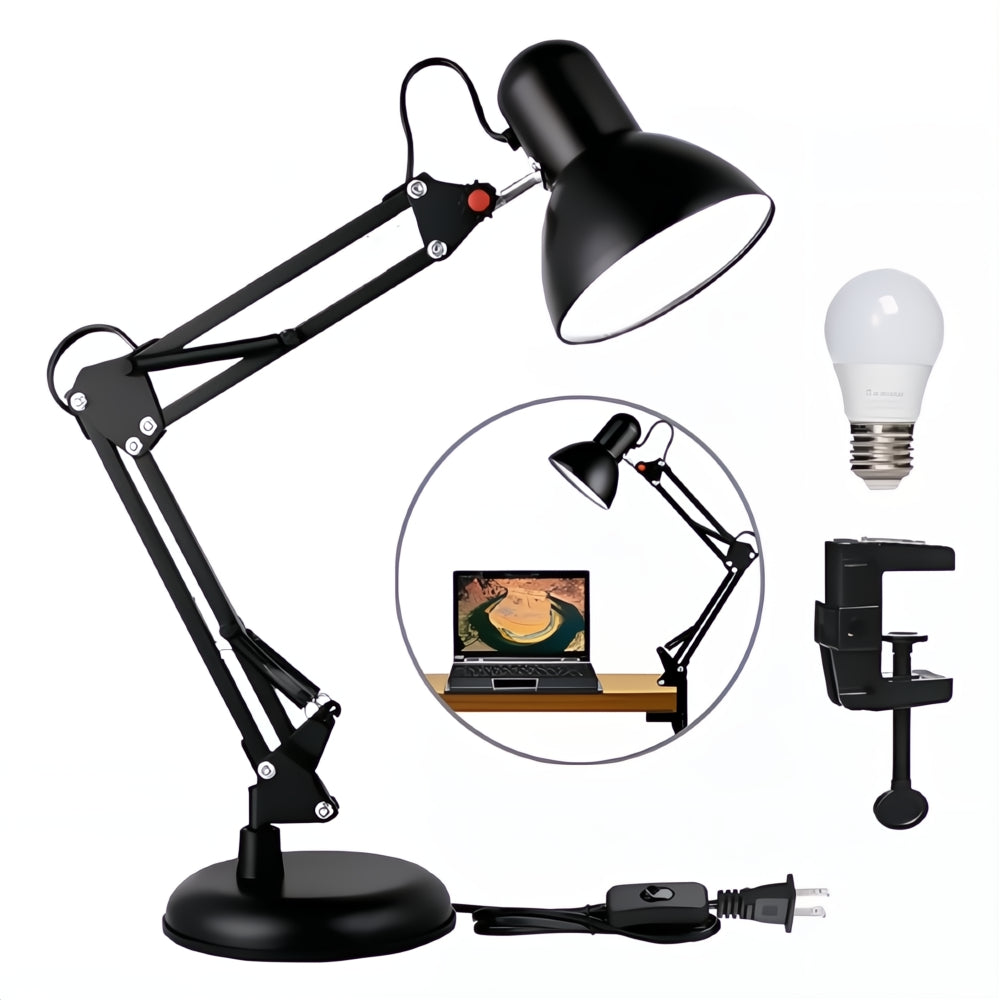 Lámpara De Mesa Escritorio Oficina Metalica con Brazo Flexible