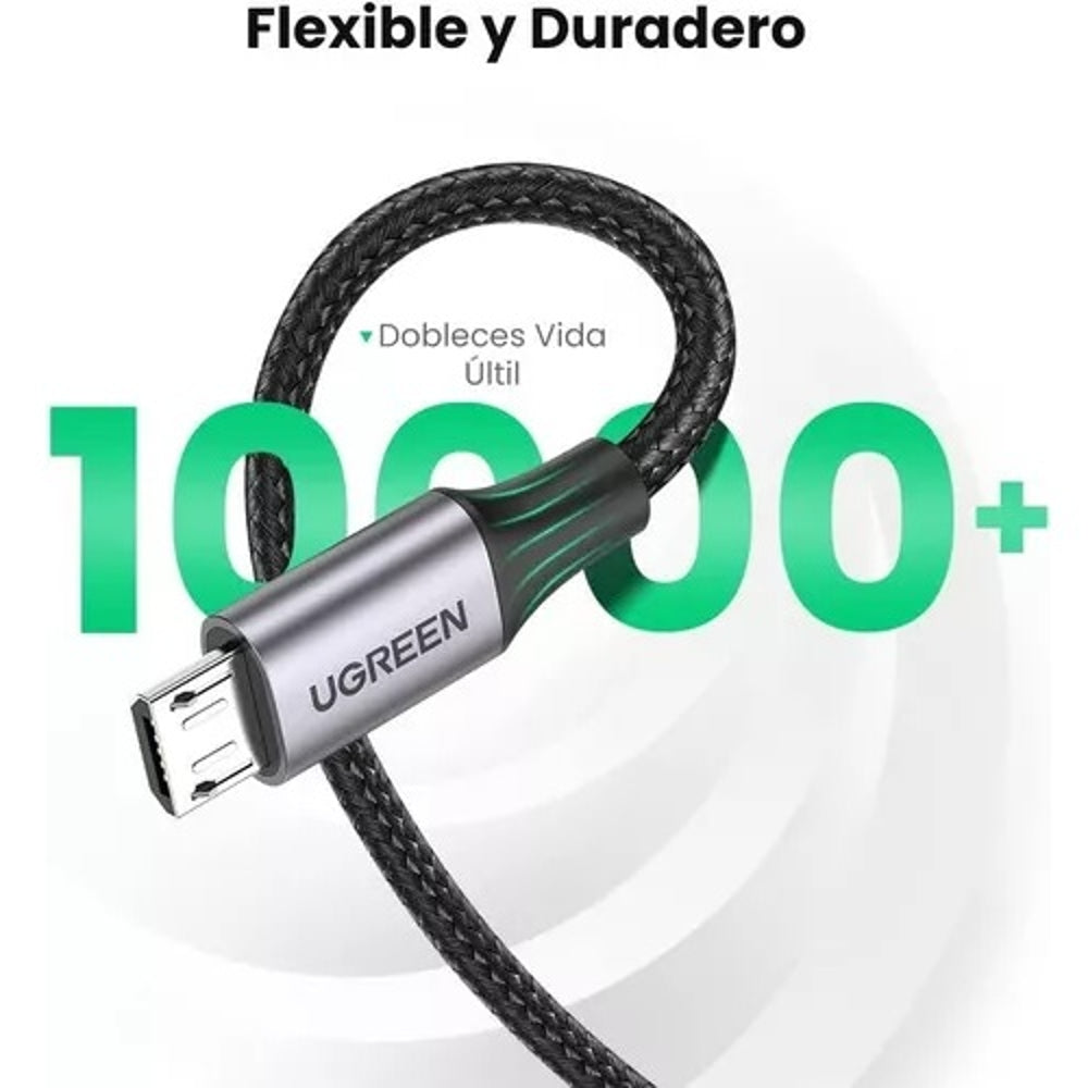 Cable Usb A Micro Usb Carga Rápida 2m Ugreen Nylon Metálico