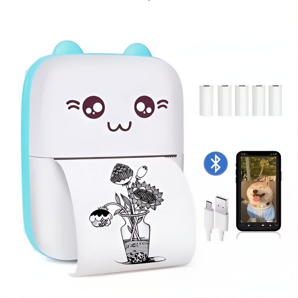 Impresora Térmica Portátil Bluetooth Inalámbrica + 5 Rollos