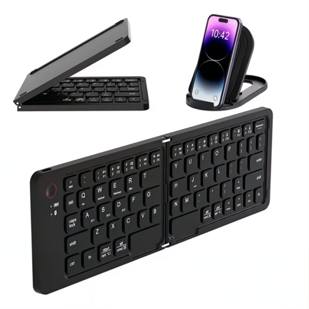 Teclado Inalámbrico Plegable Bluetooth Recargable + Soporte