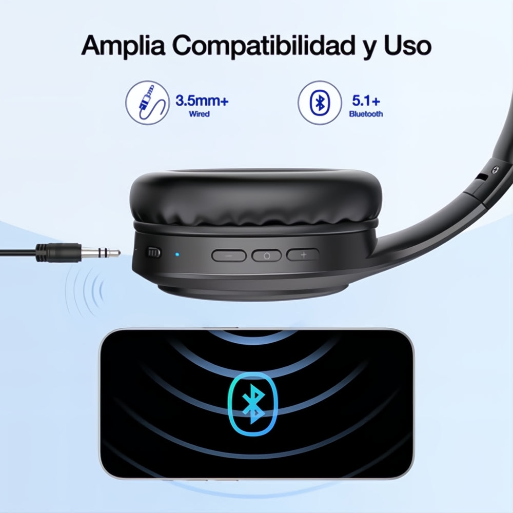 Audífonos Inalámbricos Diadema Bluetooth Luces Led Rgb Con Micrófono