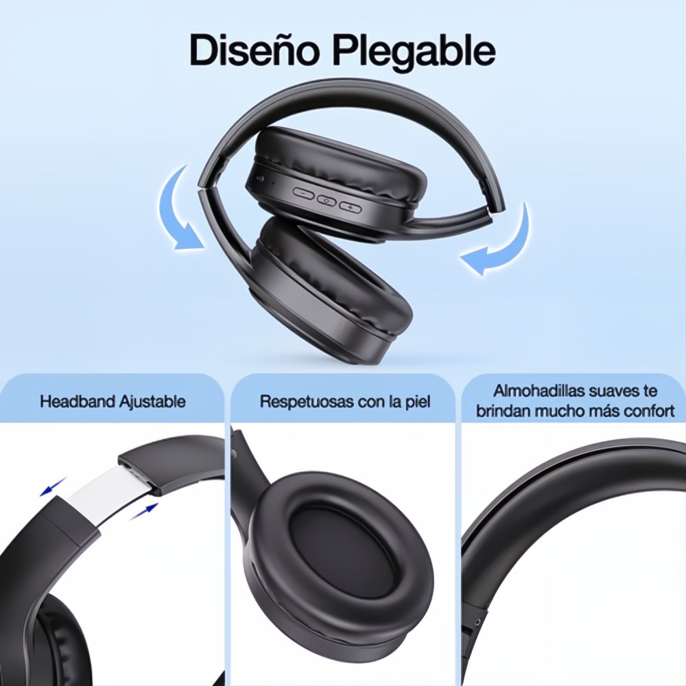 Audífonos Inalámbricos Diadema Bluetooth Luces Led Rgb Con Micrófono