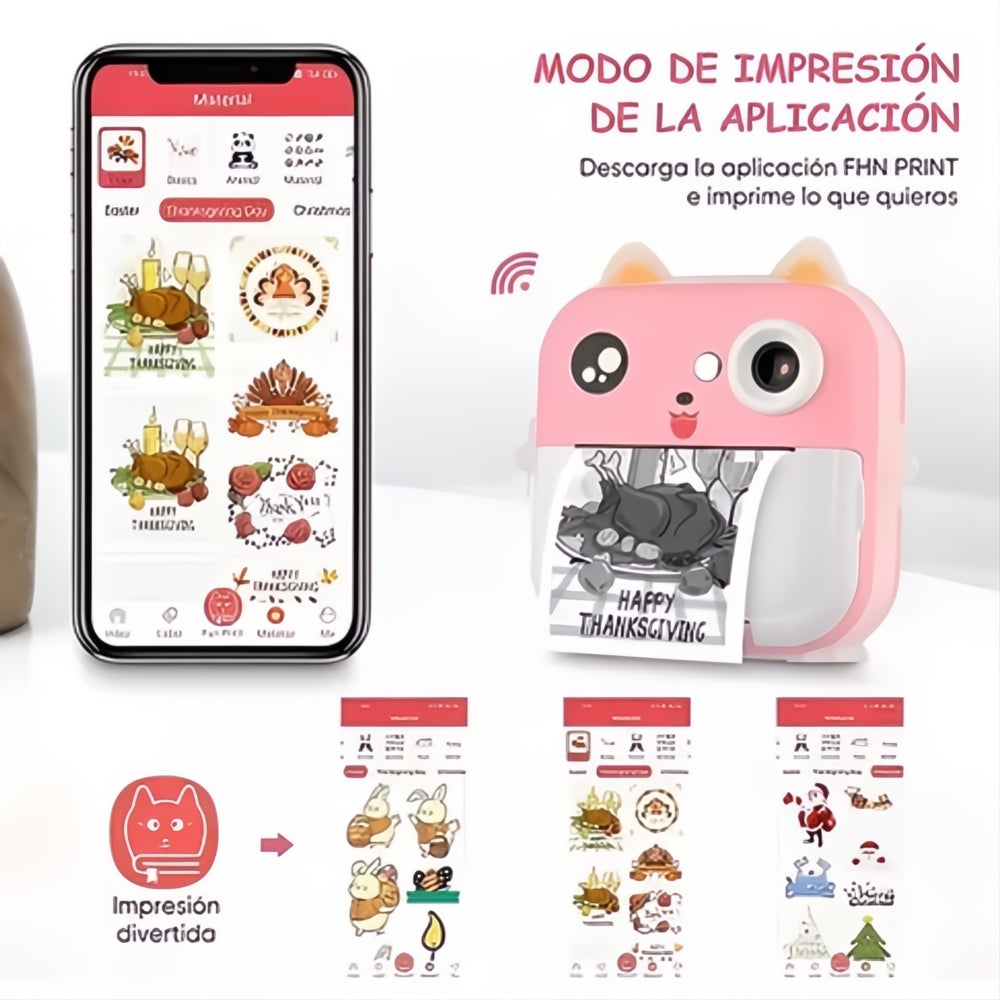 Cámara Impresora Instantánea Térmica 12 Rollos + Micro 32gb