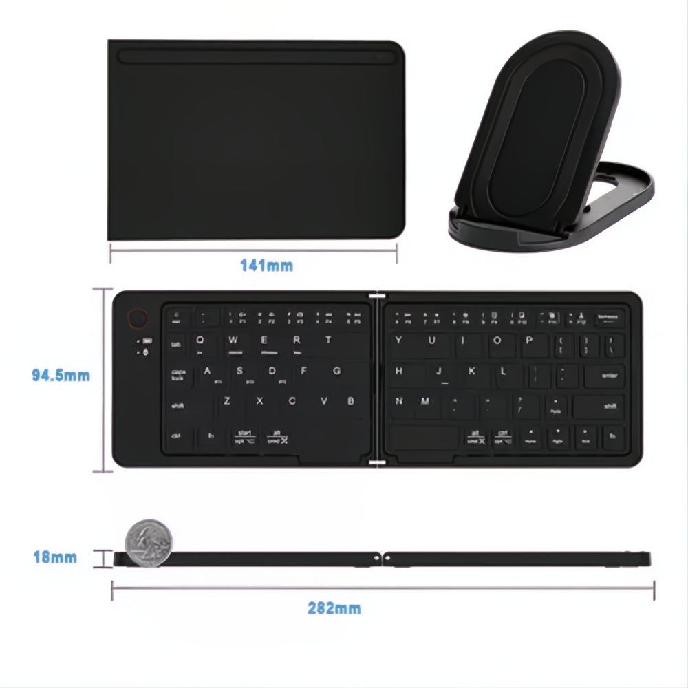 Teclado Inalámbrico Plegable Bluetooth Recargable + Soporte