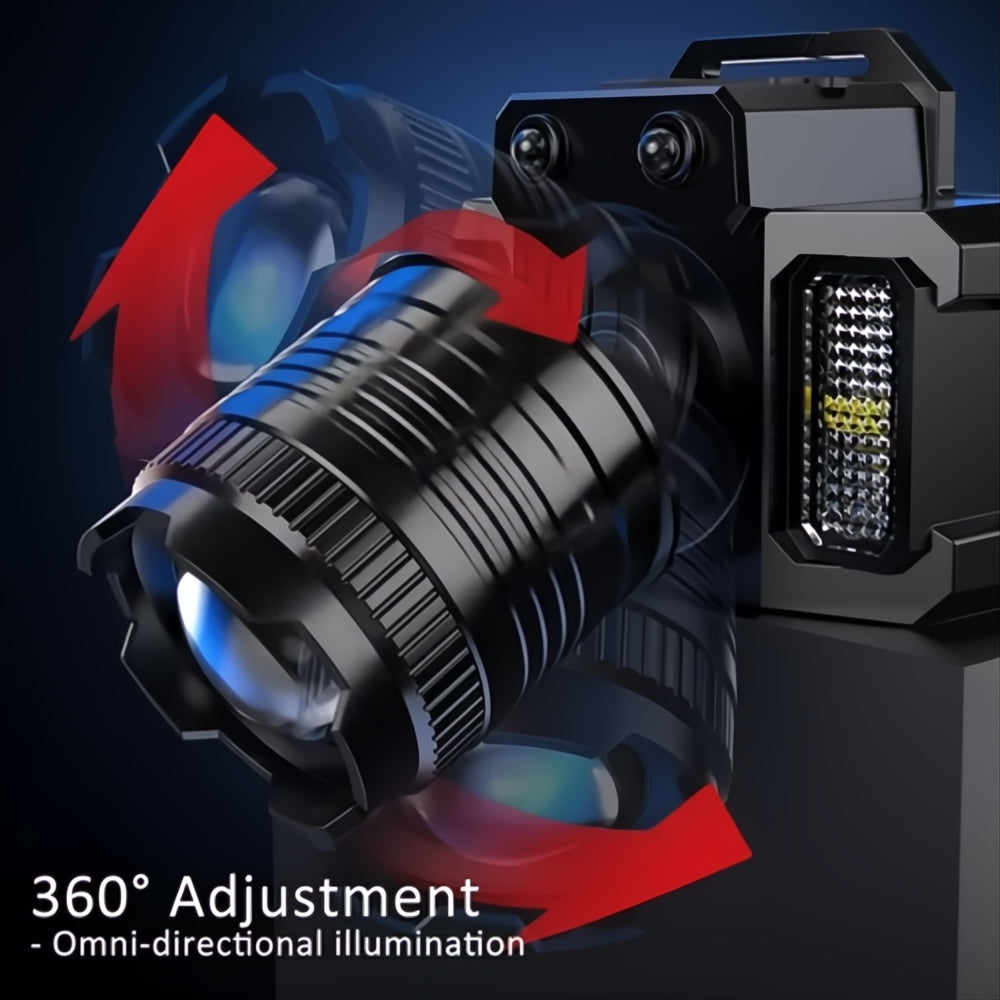 Linterna Led Minera Casco 5 Modos Sensor Recargable Usb