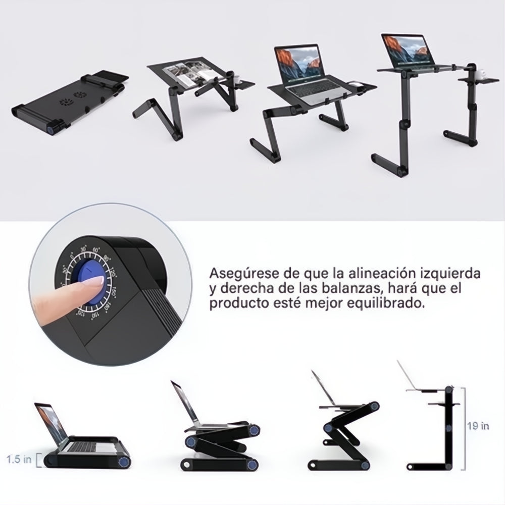 Mesa Portátil Ajustable Laptop 2 Ventiladores + Mouse Gamer