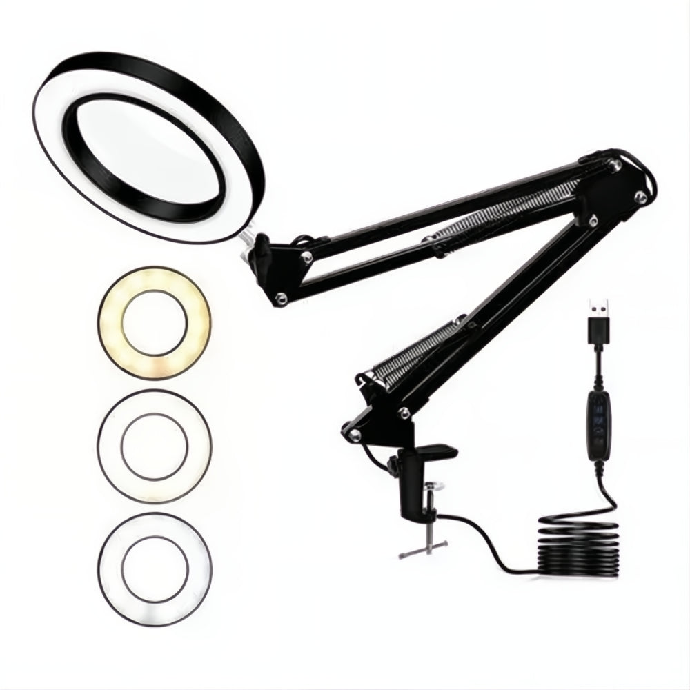 Lámpara Escritorio Led Lupa 3 Tonos Brazo Articulado Lectura