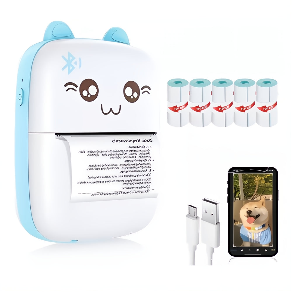 Impresora Térmica Portátil Bluetooth Inalámbrica + 5 Rollos