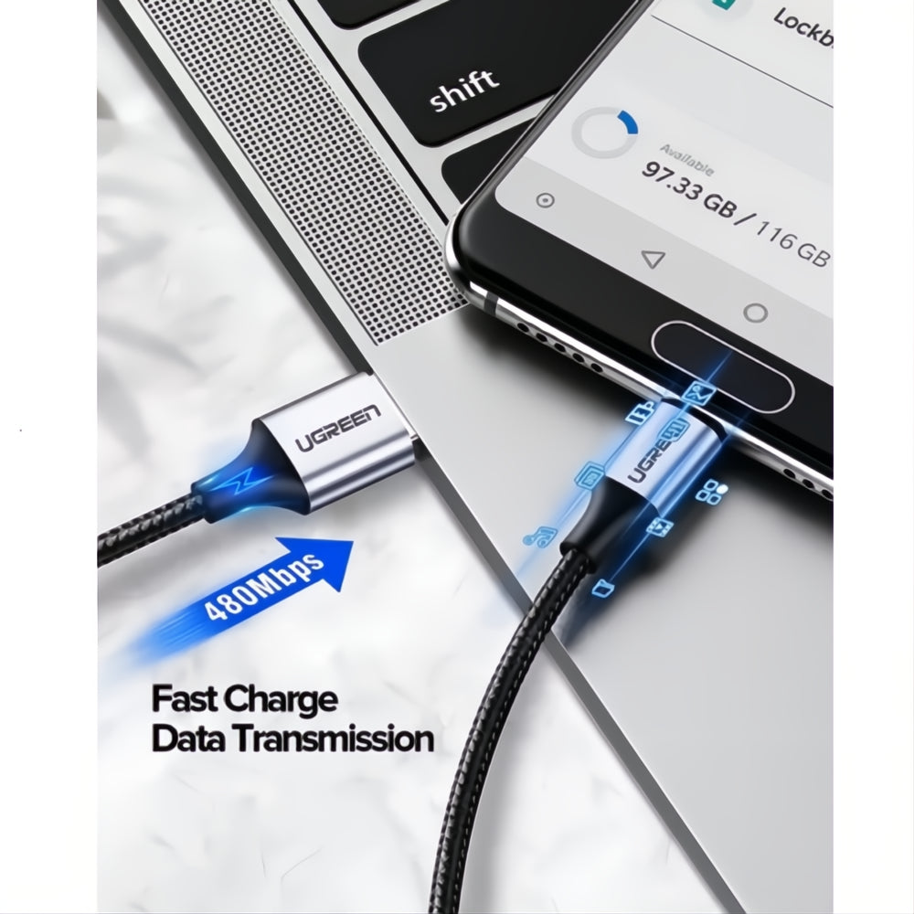 Cable Cargador Usb A Usb Tipo C 1.5 Metros Rapido 3a Ugreen