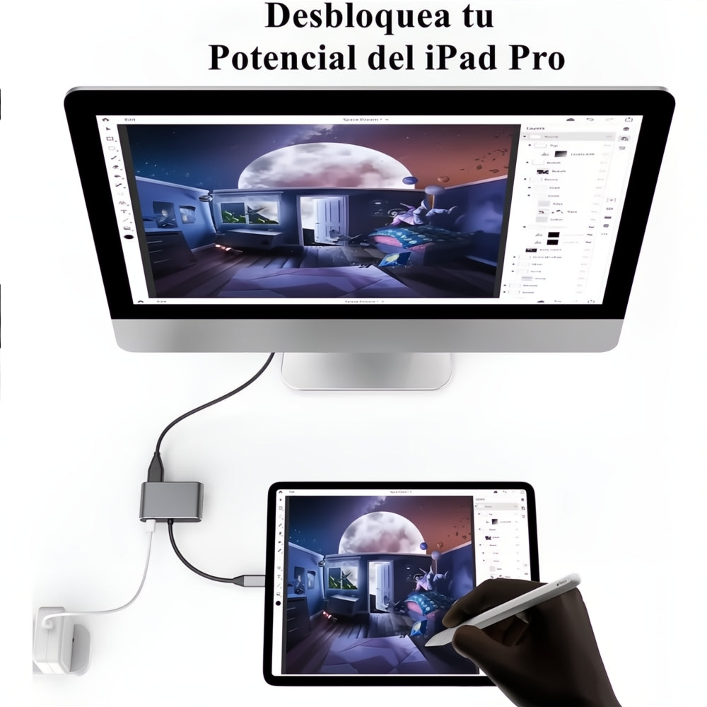 Adaptador Usb C A Hdmi Vga 4 En 1 Para Macbook/air Pro/iPad