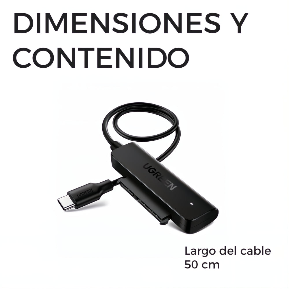 Cable Adaptador Sata A Usb C 3.0 Disco Duro 2.5 Ssd Ugreen