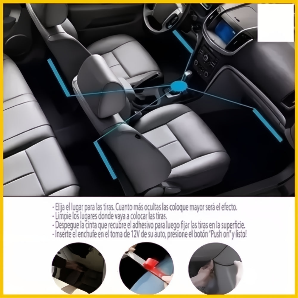 Tira Luces Interior Carro Led Rgb Audiorítmica App Bluetooth