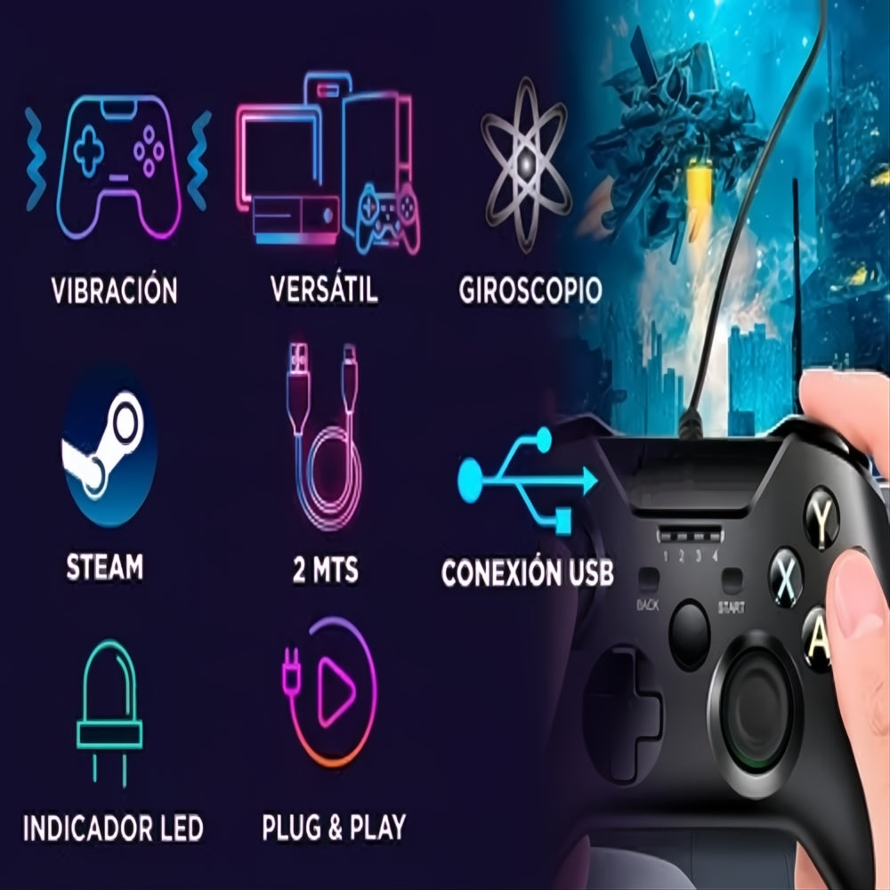 Control Joystick Compatible Xbox One Consola Pc Cable Usb