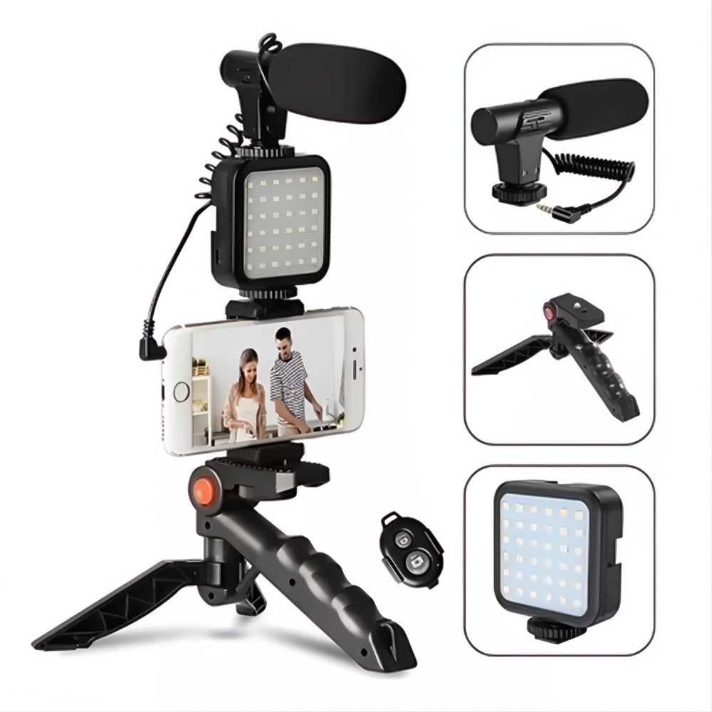 Estabilizador Soporte Celular Luz Led Micrófono + Control