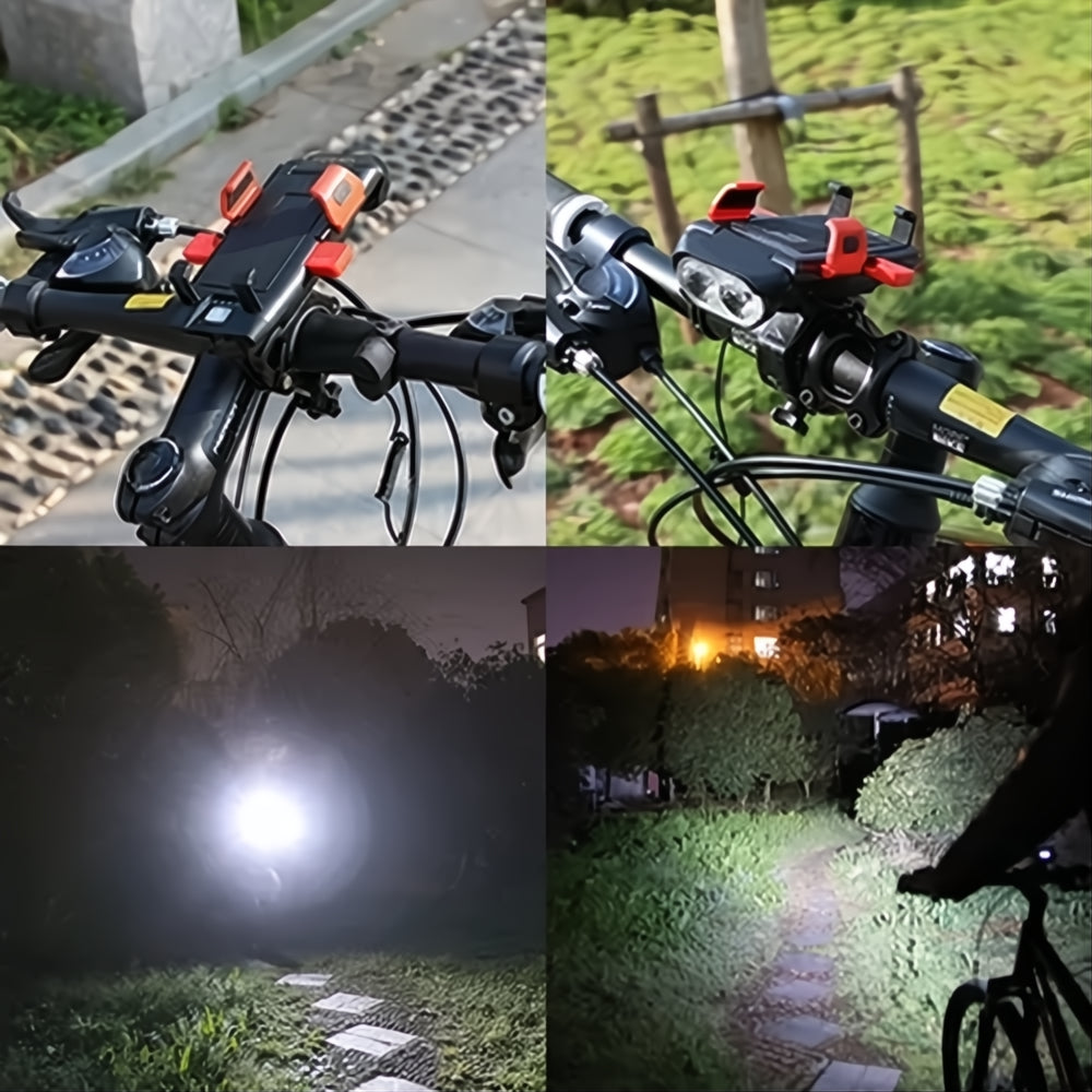 Luz Linterna Para Bicicleta Recargable Con Soporte Celular