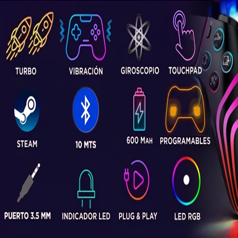 Control Joystick Inalámbrico Luz Led Para Ps4 Android Ios Pc