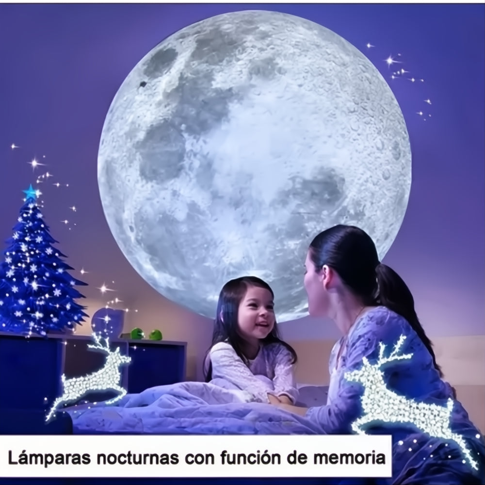Lámpara Proyector Luna Velador Luz Led Cálida Usb Hd 360°