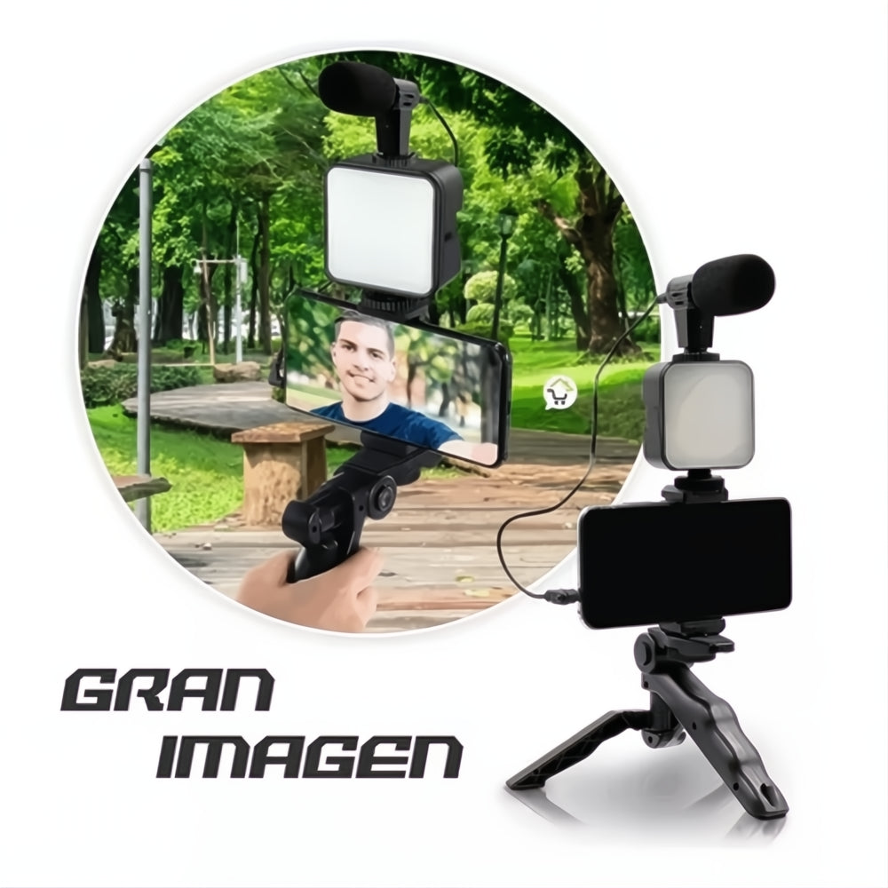 Estabilizador Soporte Celular Luz Led Micrófono + Control