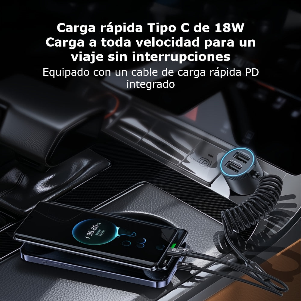 Cargador Para Carro 3 En 1 Carga Rápida de 30w Metalico Universal