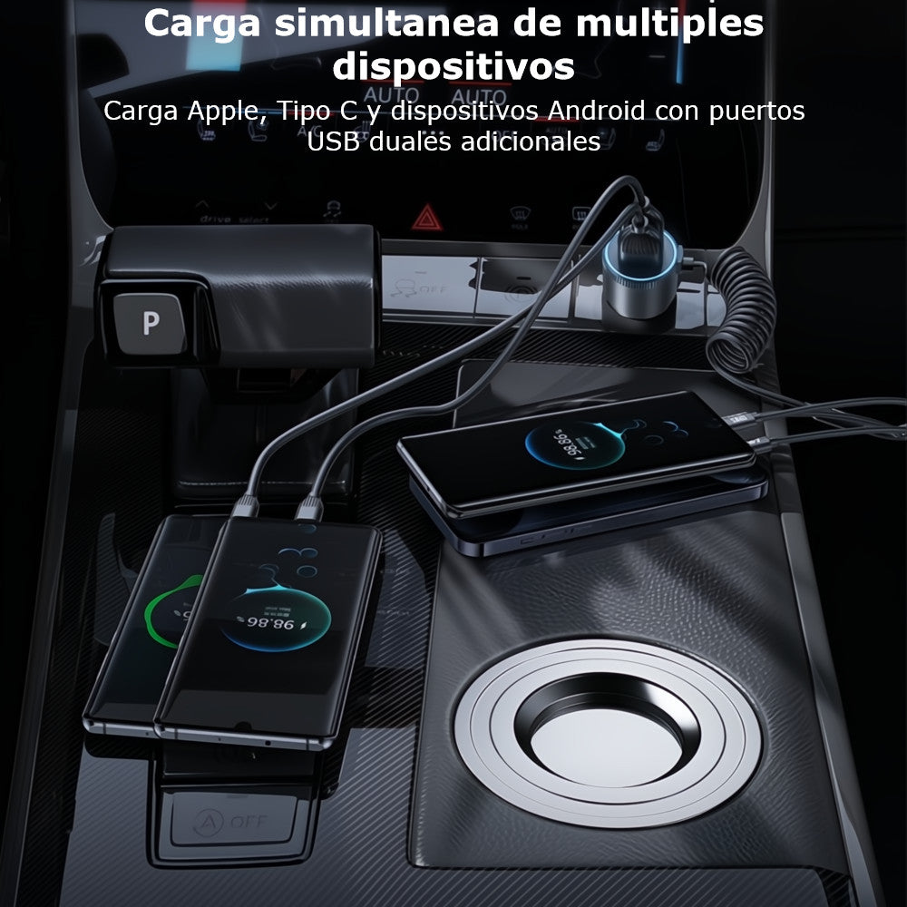Cargador Para Carro 3 En 1 Carga Rápida de 30w Metalico Universal