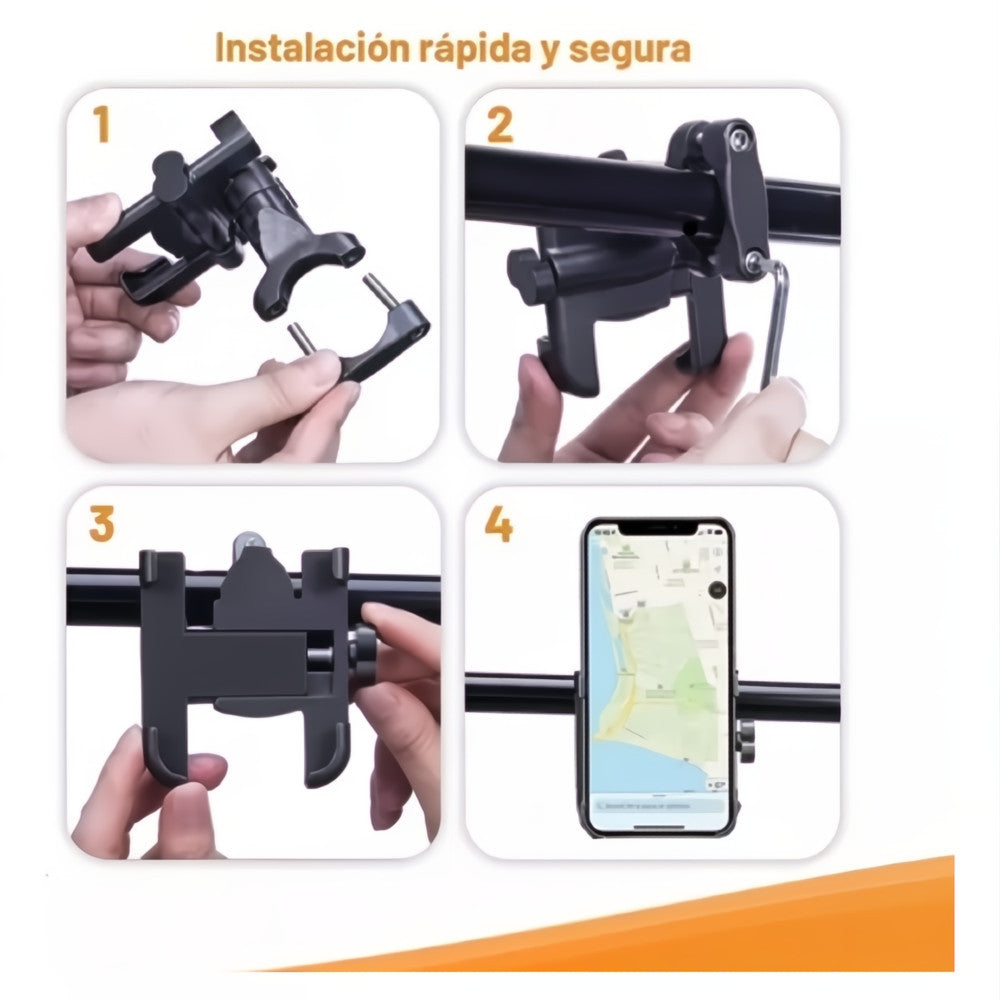 Soporte Base para Celular Bicicleta o Moto Universal 360° Metálico