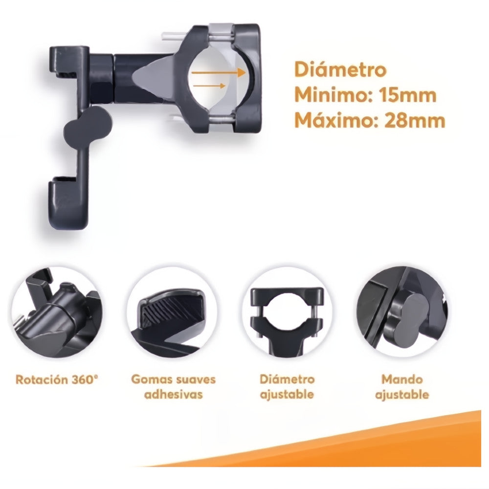 Soporte Base para Celular Bicicleta o Moto Universal 360° Metálico