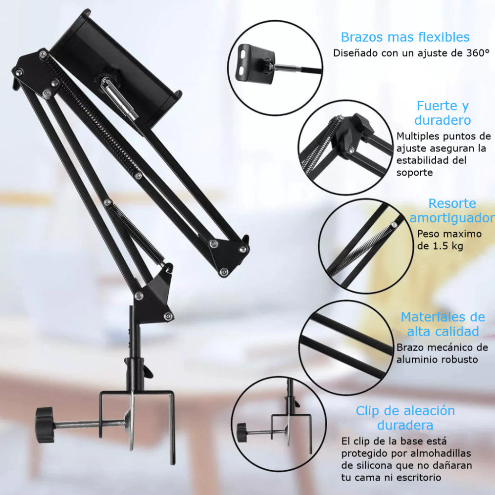 Soporte Brazo Base Ajustable Metálico Para Tablet y Celular