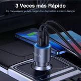 Cargador Para Carro 38w Dual Carga Rápida Usb C A Usb C 3 Amperios