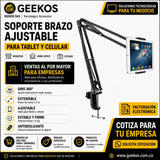 Soporte Brazo Base Ajustable Metálico Para Tablet y Celular