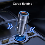 Cargador Para Carro 38w Dual Carga Rápida Usb C A Usb C 3 Amperios