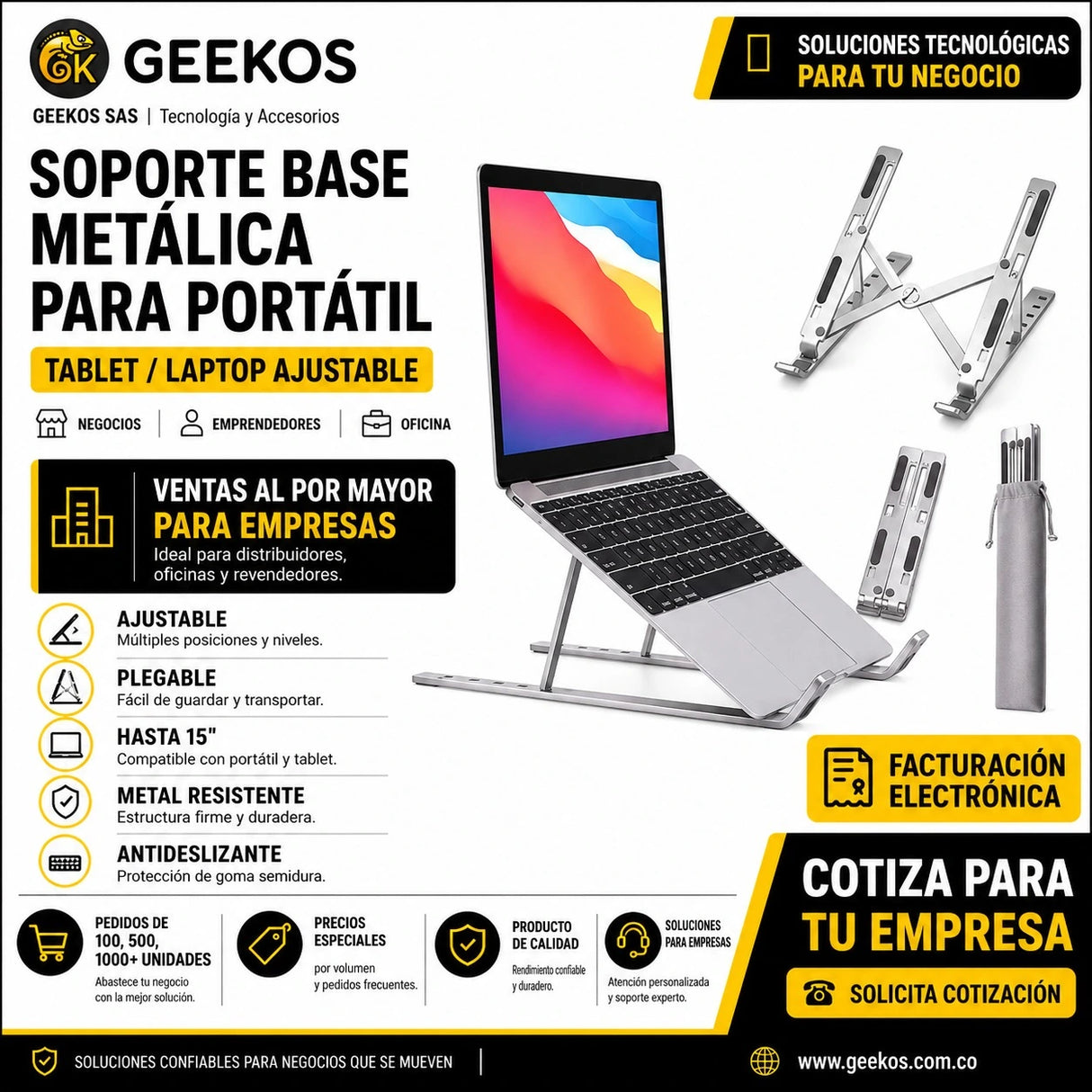 Soporte Base Metálica Para Portátil Tablet Laptop Ajustable