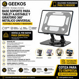 Base Soporte para Tablet Ajustable y Giratorio 360° Metalico Universal