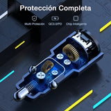 Cargador Para Carro 38w Dual Carga Rápida Usb C A Usb C 3 Amperios