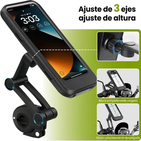Soporte Base Para Celular Impermeable Espejo Moto Universal