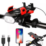 Luz Linterna Para Bicicleta Recargable Con Soporte Celular