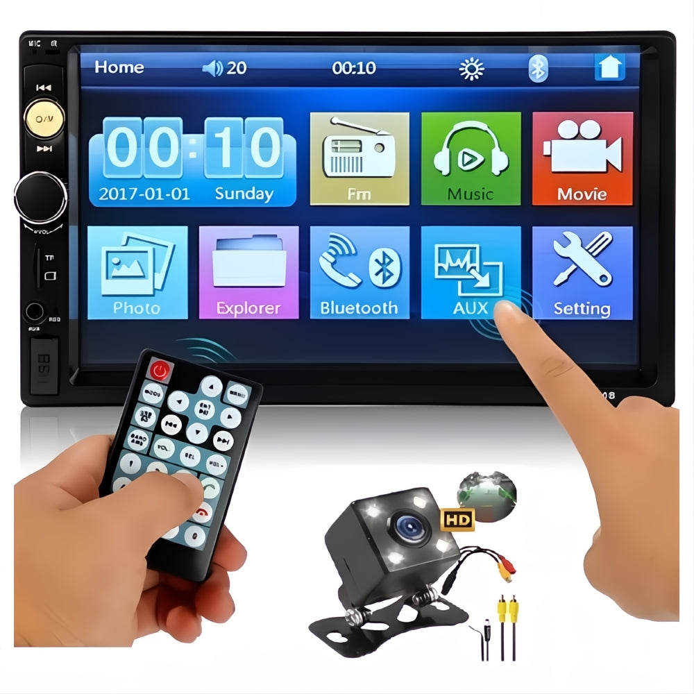 Radio Para Carro Pantalla Táctil 2 Din Bluetooth + Cámara