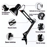 Lámpara De Mesa Escritorio Oficina Metalica con Brazo Flexible