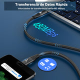 Cable Tipo C A Tipo C Carga Rápida 3 Amperios Nylon Trenzado