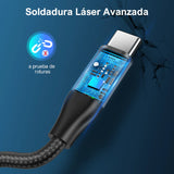 Cable Tipo C A Tipo C Carga Rápida 3 Amperios Nylon Trenzado